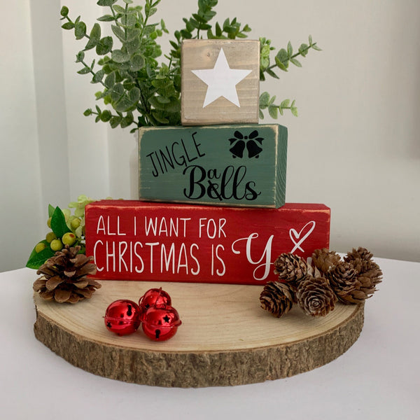 Christmas Wooden Sign, Christmas Decor, Christmas Signs, Stackable Blocks, Christmas Ornaments, Home Decor, All I want for Christmas is You