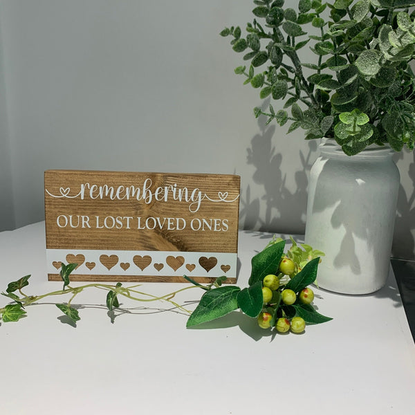 Wedding Sign, Remembering our Lost Loved Ones, Wooden Sign, Wedding Decor. Measures 15 cm  9.5 cm. Natural Wood, Farmhouse,  Memory sign.