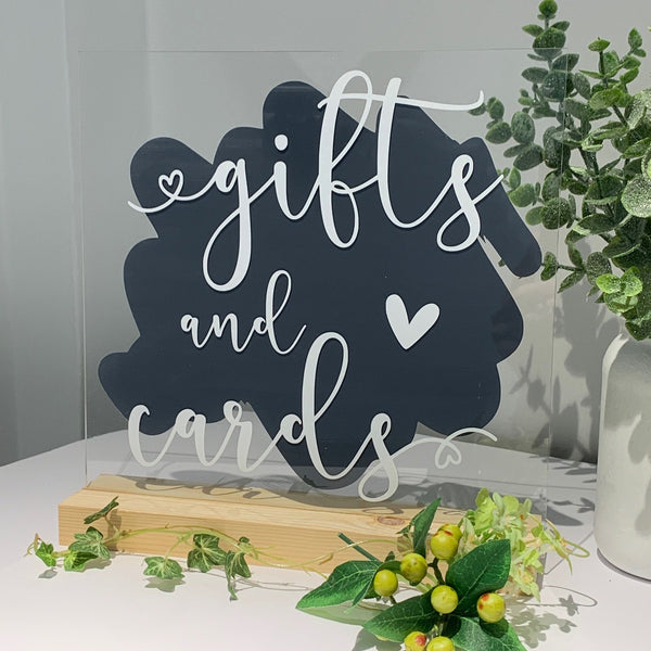 Wedding Sign, Wedding Gifts and Card Sign, Acrylic Sign, Wedding Venue Acrylic Sign, Wedding Table Decoration, Gift Table Sign, Card Sign.