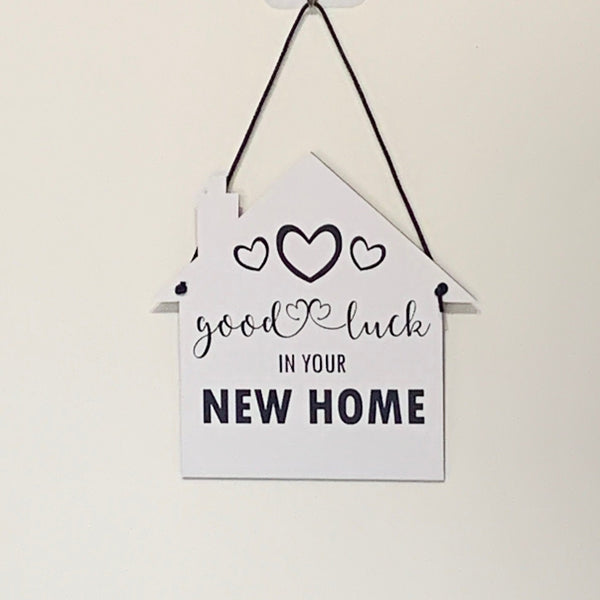 Good Luck Wall Decor Wooden Sign, Housewarming Moving Gift, New Home Decoration.