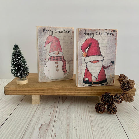 Christmas Shelf Sitter, Wooden Shelf Sitter, Tiered Tray Fillers, Rustic Decor, Farmhouse, Winter, Table Display, Home Decor, Santa, Snowman