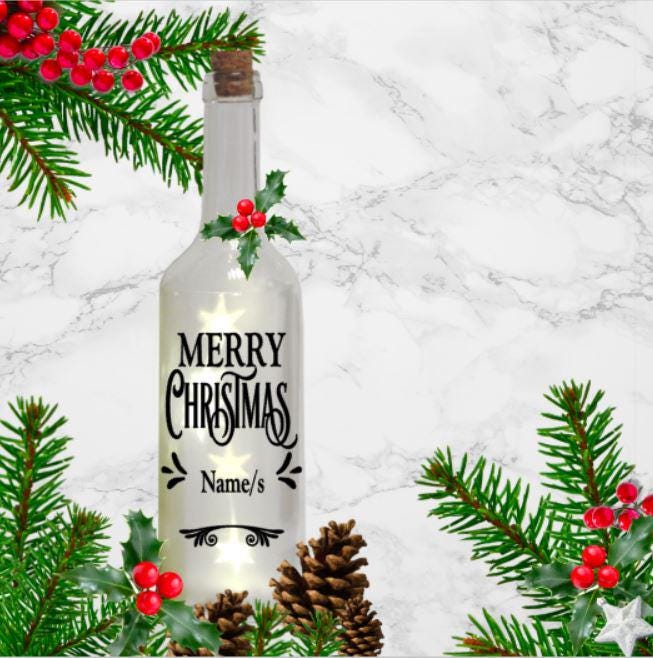 Bottle Sticker, Vinyl Sticker, Merry Christmas Sticker, Christmas Decor - Personalized Christmas Gift, Make your Own Gift, DIY Gift.