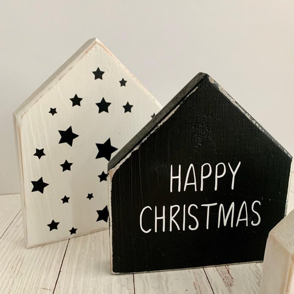 Christmas Wooden Signs, Christmas Decor, Christmas Signs, Wooden Blocks, Christmas Ornaments, Home Decor, Christmas houses. Happy Christmas.