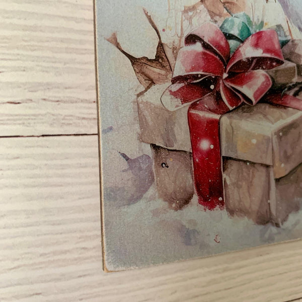 Christmas Robin Sign, Wall Hanger, Christmas Decoupage Sign, Christmas Gift, Lost Loved ones at Christmas, Home Decoration, 15 cm x 15 cm.