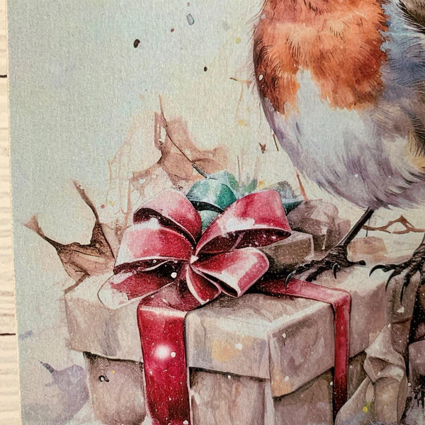 Christmas Robin Sign, Wall Hanger, Christmas Decoupage Sign, Christmas Gift, Lost Loved ones at Christmas, Home Decoration, 15 cm x 15 cm.