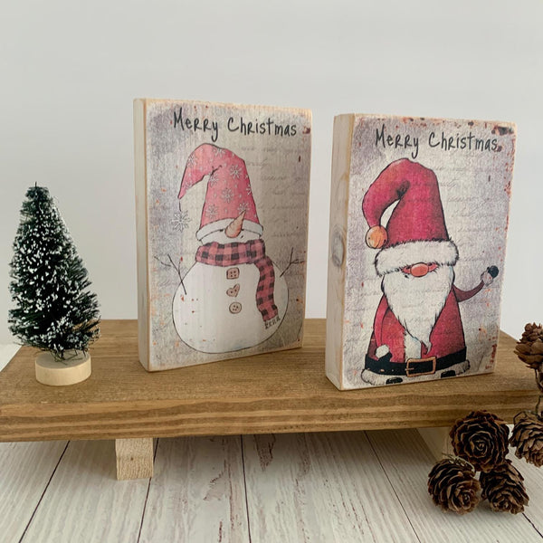 Christmas Shelf Sitter, Wooden Shelf Sitter, Tiered Tray Fillers, Rustic Decor, Farmhouse, Winter, Table Display, Home Decor, Santa, Snowman