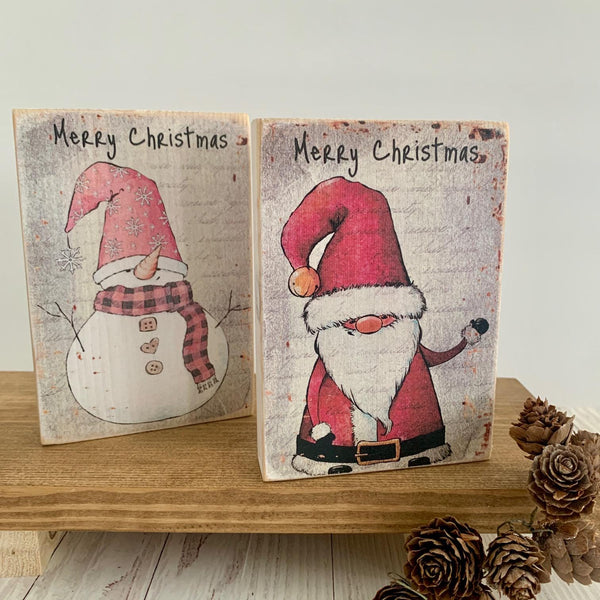 Christmas Shelf Sitter, Wooden Shelf Sitter, Tiered Tray Fillers, Rustic Decor, Farmhouse, Winter, Table Display, Home Decor, Santa, Snowman