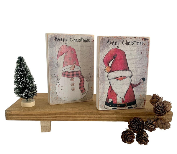 Christmas Shelf Sitter, Wooden Shelf Sitter, Tiered Tray Fillers, Rustic Decor, Farmhouse, Winter, Table Display, Home Decor, Santa, Snowman