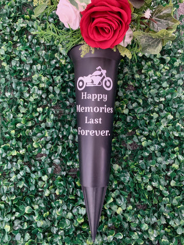 Grave Marker, Grave Decoration, Memorial Vase, Flower Pot, Grave Vase Spike, Grave Flower Holder, Grave Ornaments. Motorbike Vase,