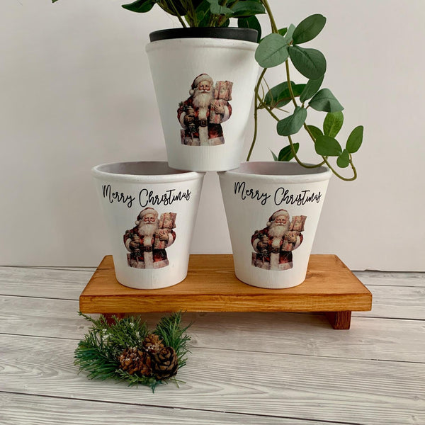 Christmas Pot, Christmas Vase, Flower Vase, Santa Claus, Christmas Decor, Merry Christmas gift, Home Decor, Traditional Christmas Decor