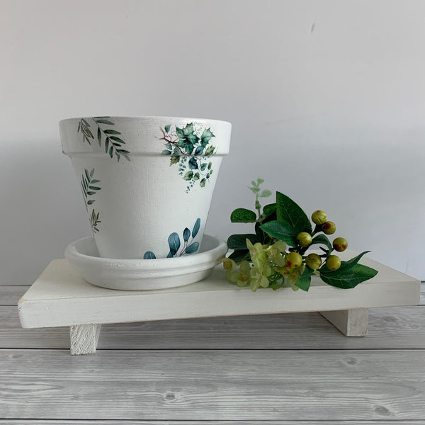 Floral plant pot, hand painted terracotta planter, Eucalyptus plant pot, Home decor, Hand painted pot, Birthday gift, Christmas gift.