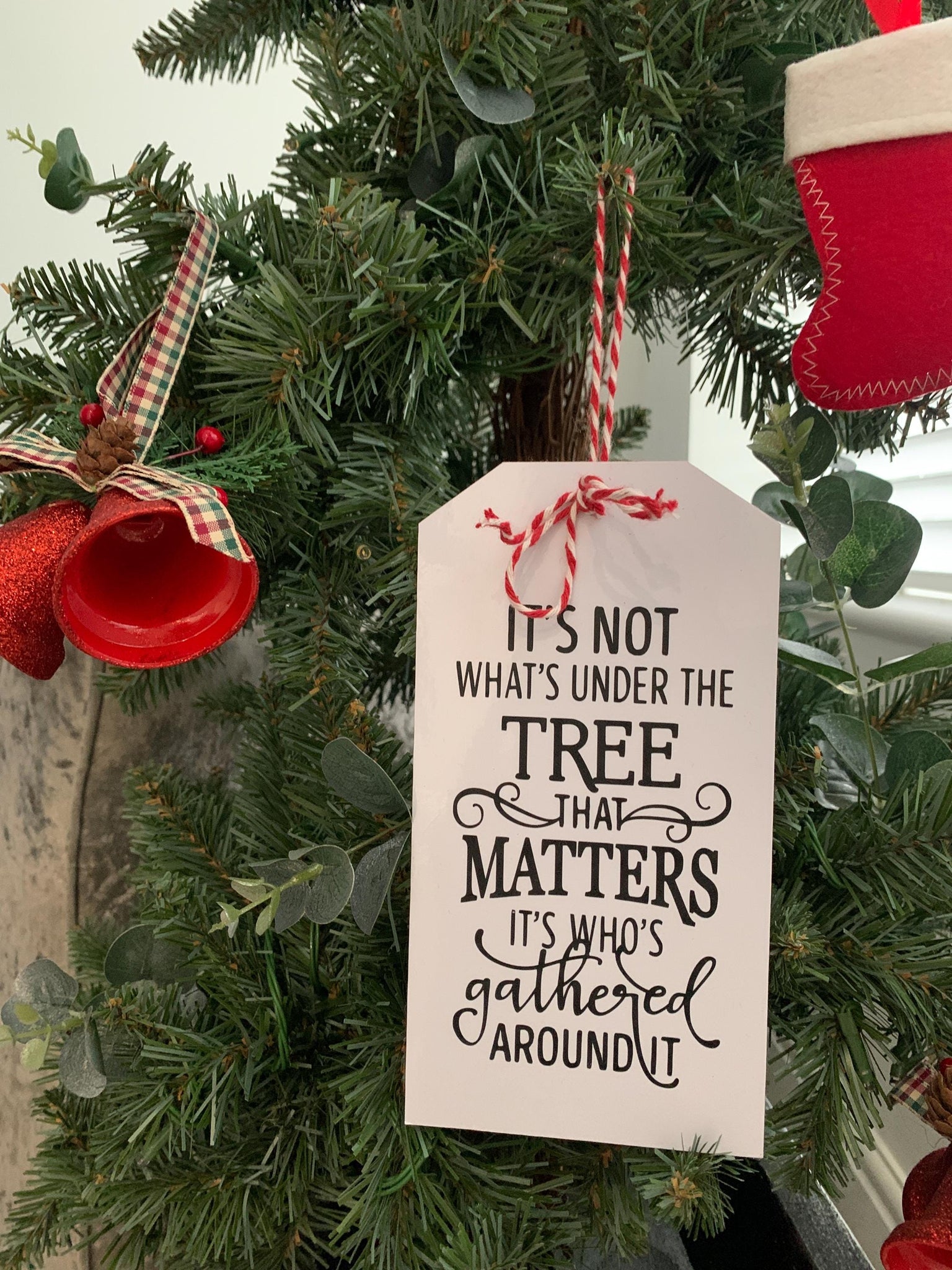 Christmas Tree Decoration, Christmas Sign, It's not what's under the tree, Family quote, Christmas decor, wooden sign.