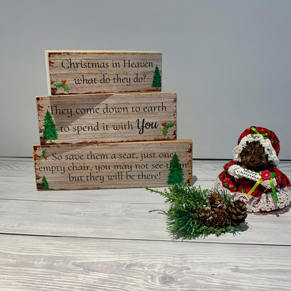 Christmas Decoration, Wooden Blocks, Christmas in Heaven what do they do? Christmas Memorial Sign, Home Decor, Memorial Gift, Christmas Gift