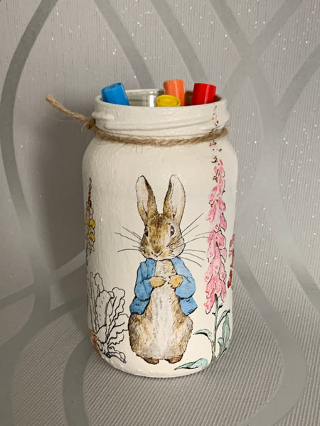 Peter Rabbit | Beatrix Potter Jar | Children's Bedroom/Nursery Decor | Pencil holder