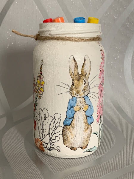 Peter Rabbit | Beatrix Potter Jar | Children's Bedroom/Nursery Decor | Pencil holder
