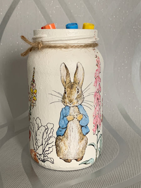 Peter Rabbit | Beatrix Potter Jar | Children's Bedroom/Nursery Decor | Pencil holder