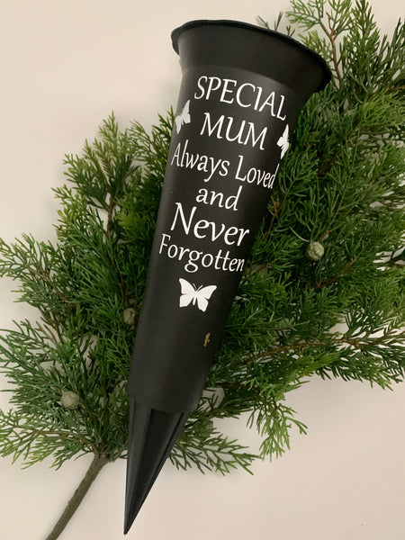 Grave Marker & Decoration |Special Mum Memorial Vase | Grave Flower Pots | Personalised Graveside Pot | Funerals/Bereaved