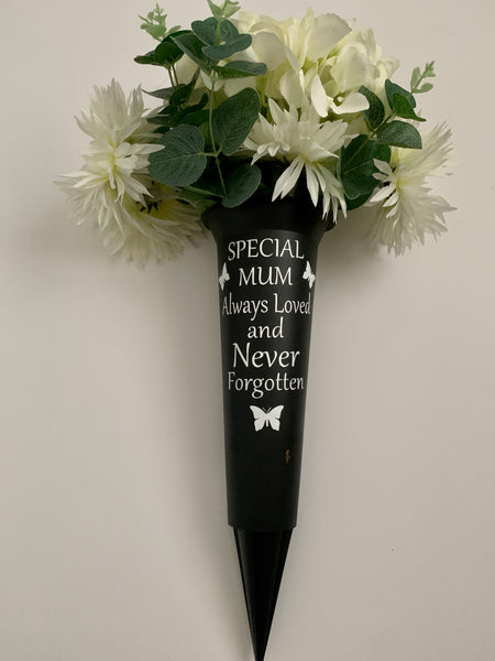Grave Marker & Decoration |Special Mum Memorial Vase | Grave Flower Pots | Personalised Graveside Pot | Funerals/Bereaved