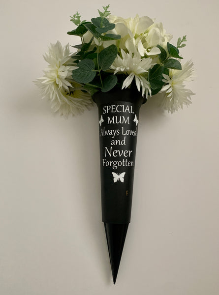 Grave Marker & Decoration |Special Mum Memorial Vase | Grave Flower Pots | Personalised Graveside Pot | Funerals/Bereaved