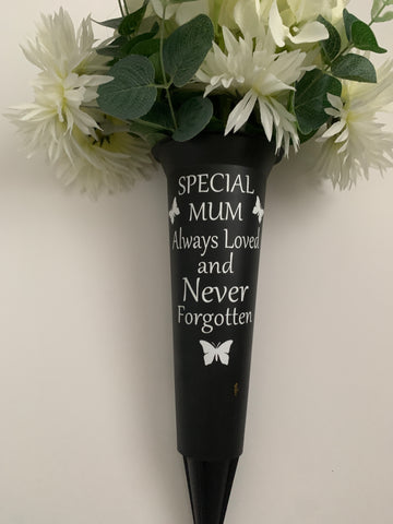 Grave Marker & Decoration |Special Mum Memorial Vase | Grave Flower Pots | Personalised Graveside Pot | Funerals/Bereaved