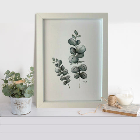 Botanical art print eucalyptus plant drawing