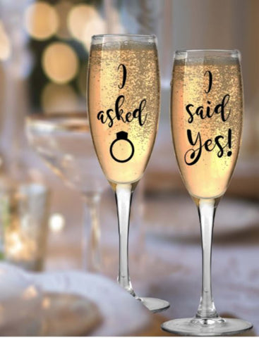 I asked & I said Yes Wine Glass/Champagne Flute Stickers ONLY