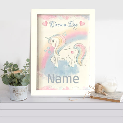Unicorn Art Print | A4 | Artwork ONLY | Personalised Print | Children’s Bedroom Decoration