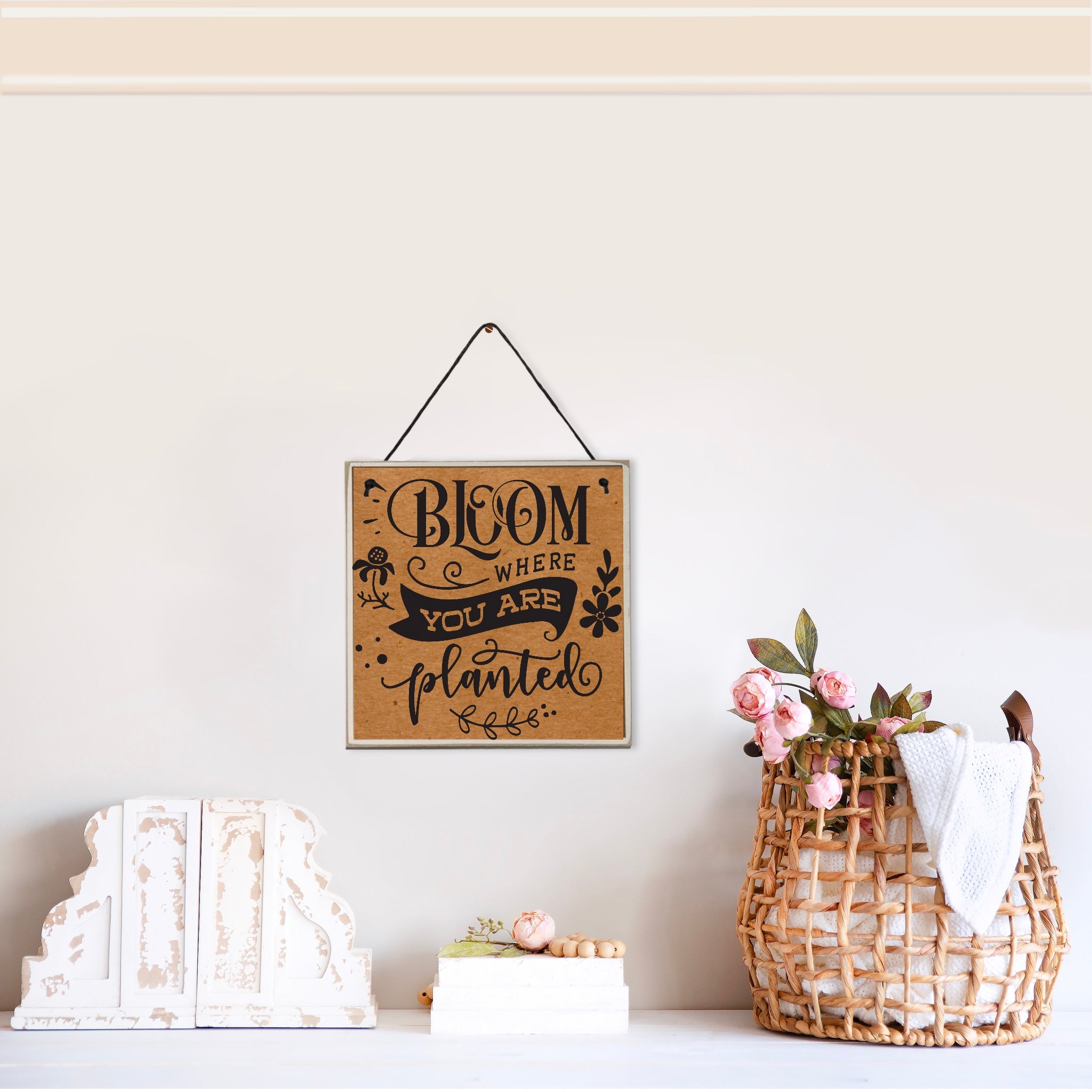 Garden inspired wooden wall hanger sign