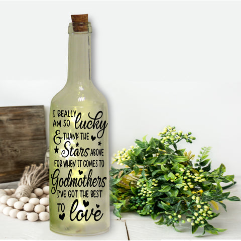 Personalised Bottle Sticker | I really am so lucky and thank the stars above|Godmother