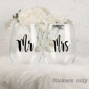 Mr & Mrs Stickers for Wine Glasses | Die Cut Stickers