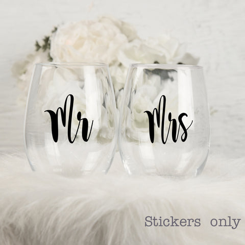 Mr & Mrs Stickers for Wine Glasses | Die Cut Stickers