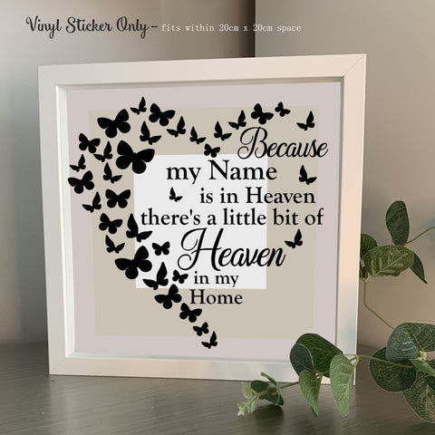 Personalised vinyl sticker for box frame 