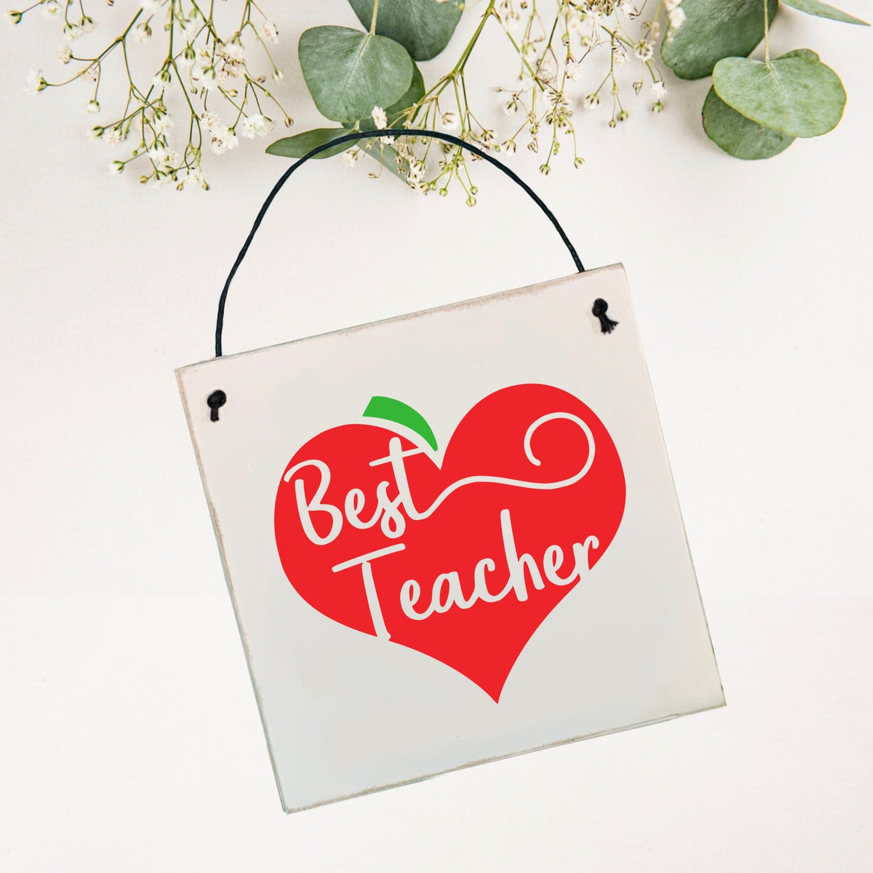 best teacher wall hanger sign with apple shape