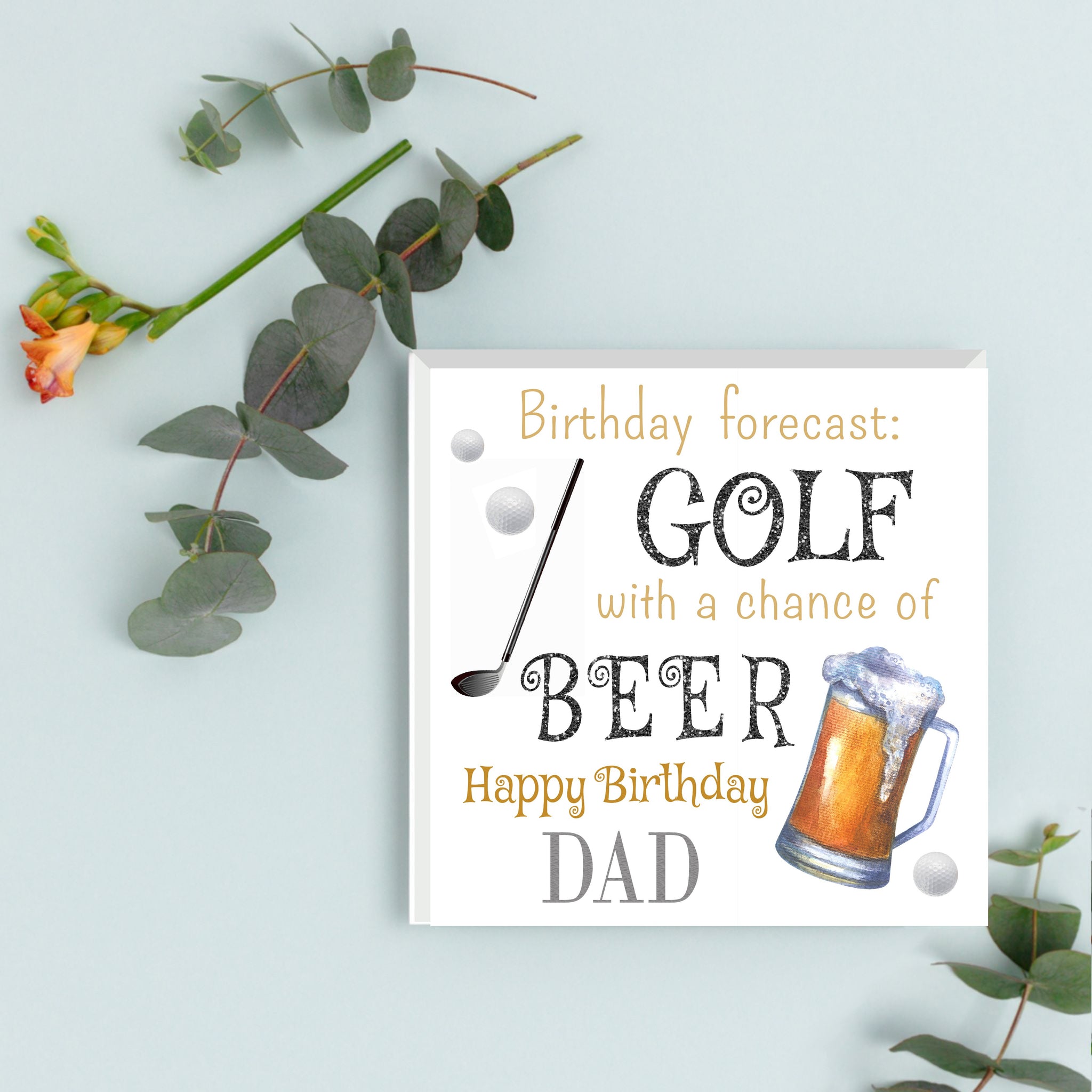 Happy Birthday Dad | Golf and Beer Inspired | Happy Birthday | Greeting Card