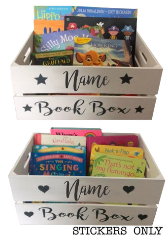 Personalised Book Box/Crate Stickers | Stickers/Decals for Book Storage Boxes