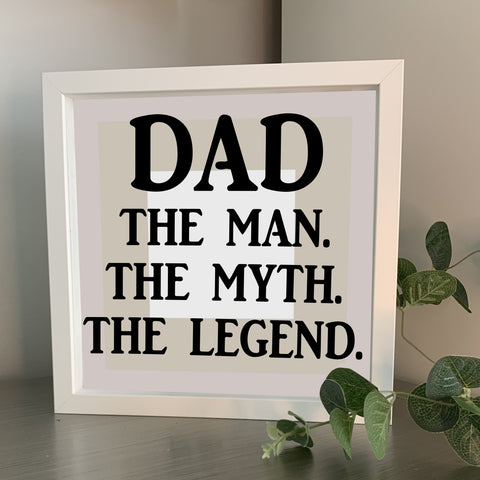 DAD The man the myth the legend | Die Cut Vinyl Sticker | Complete Box Frame