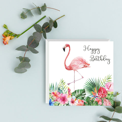 Flamingo | Happy Birthday | Greeting Card with Matching Envelope