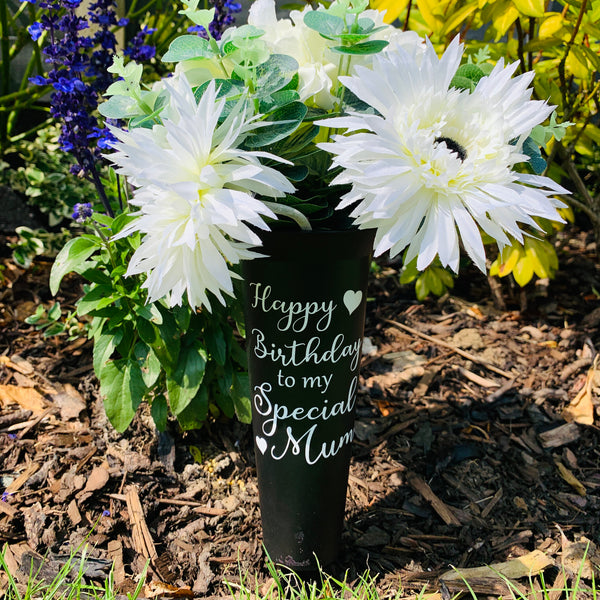 personalised grave pots