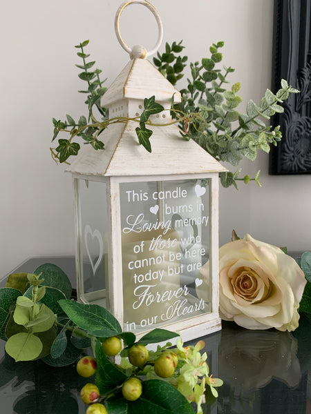 This Candle burns in loving memory, Lantern with Candle for Remembering Loved Ones