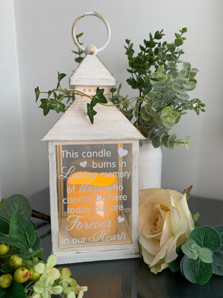 This Candle burns in loving memory, Lantern with Candle for Remembering Loved Ones