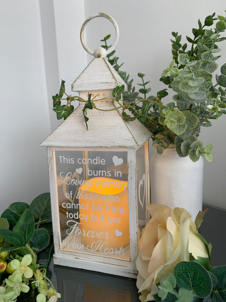 This Candle burns in loving memory, Lantern with Candle for Remembering Loved Ones