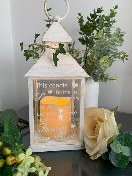 This Candle burns in loving memory, Lantern with Candle for Remembering Loved Ones