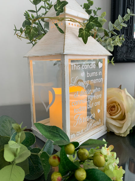 This Candle burns in loving memory, Lantern with Candle for Remembering Loved Ones
