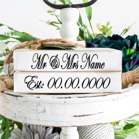 Mr & Mrs Wedding Crate Sticker Est: Date | Die Cut Vinyl Sticker ONLY