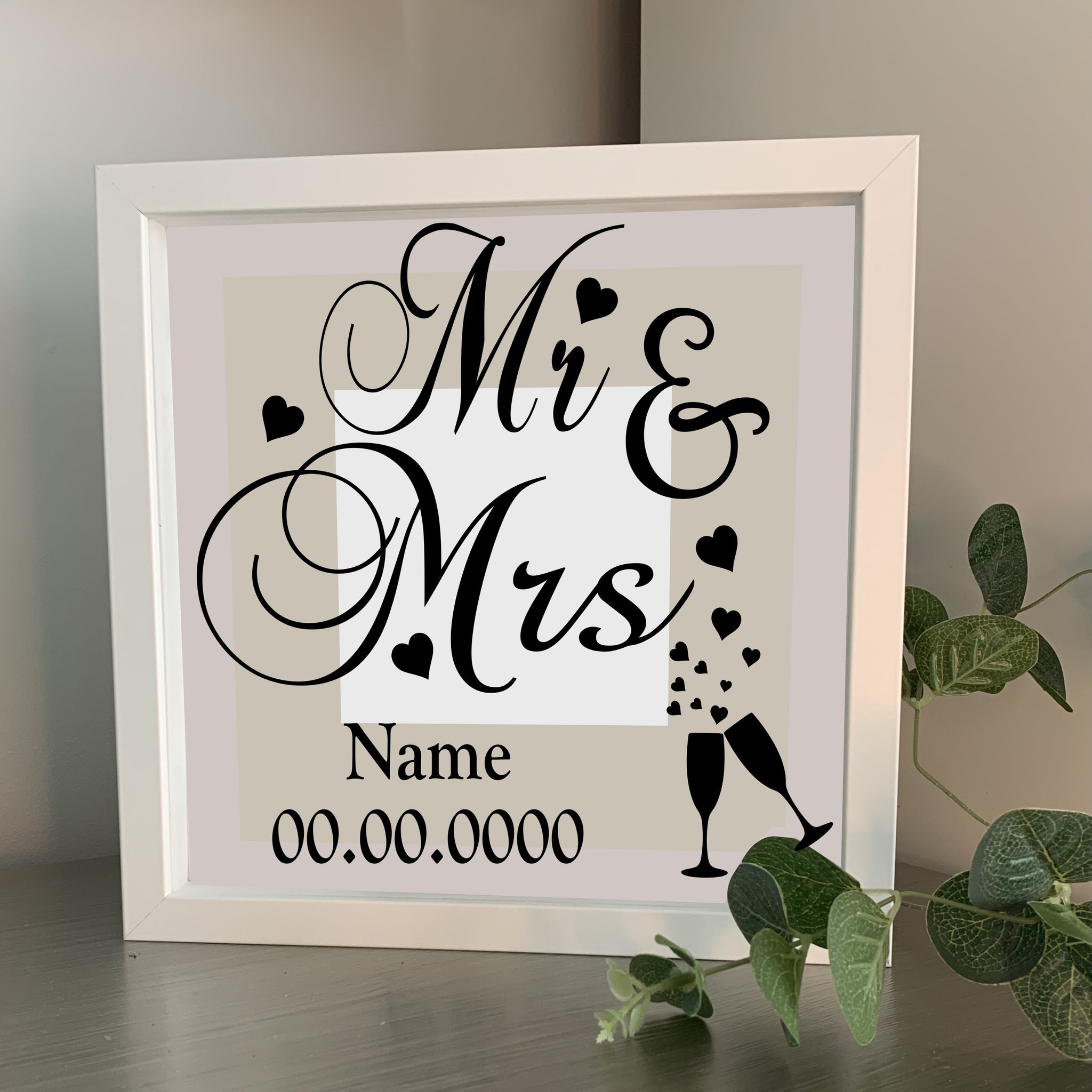 Mr & Mrs | Personalised Wedding Gift | Beautiful Box Frame for Wedding