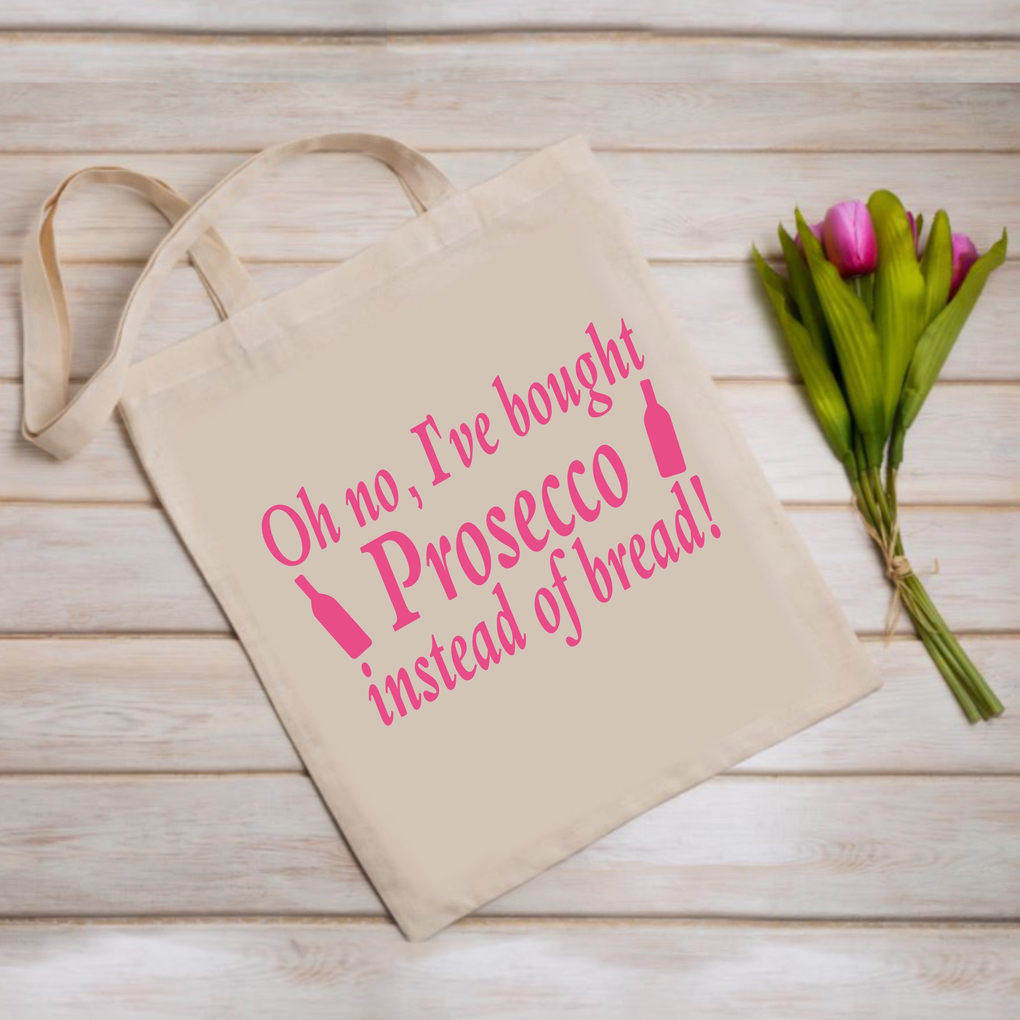 Oh no, I've bought Prosecco instead of Bread! | 43cm x 38cm | Cotton Tote Bag