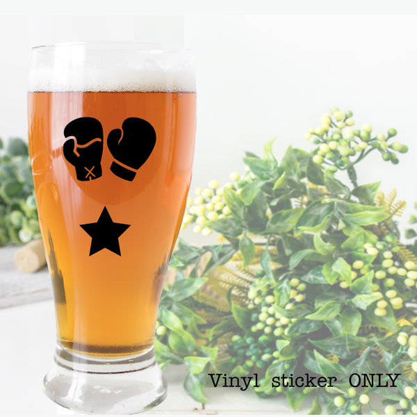 Pint Glass Stickers| Boxing Glove & Rugby Ball vinyl sticker for drinking glasses | Novelty Stickers