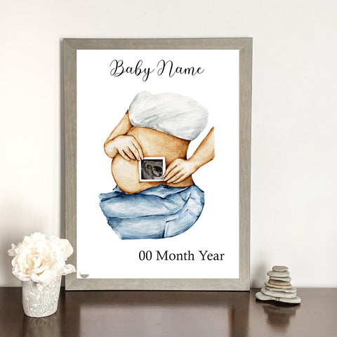Personalised Scan Print | Pregnancy Art Print | Baby Ultrasound Print/Gift | A4 print