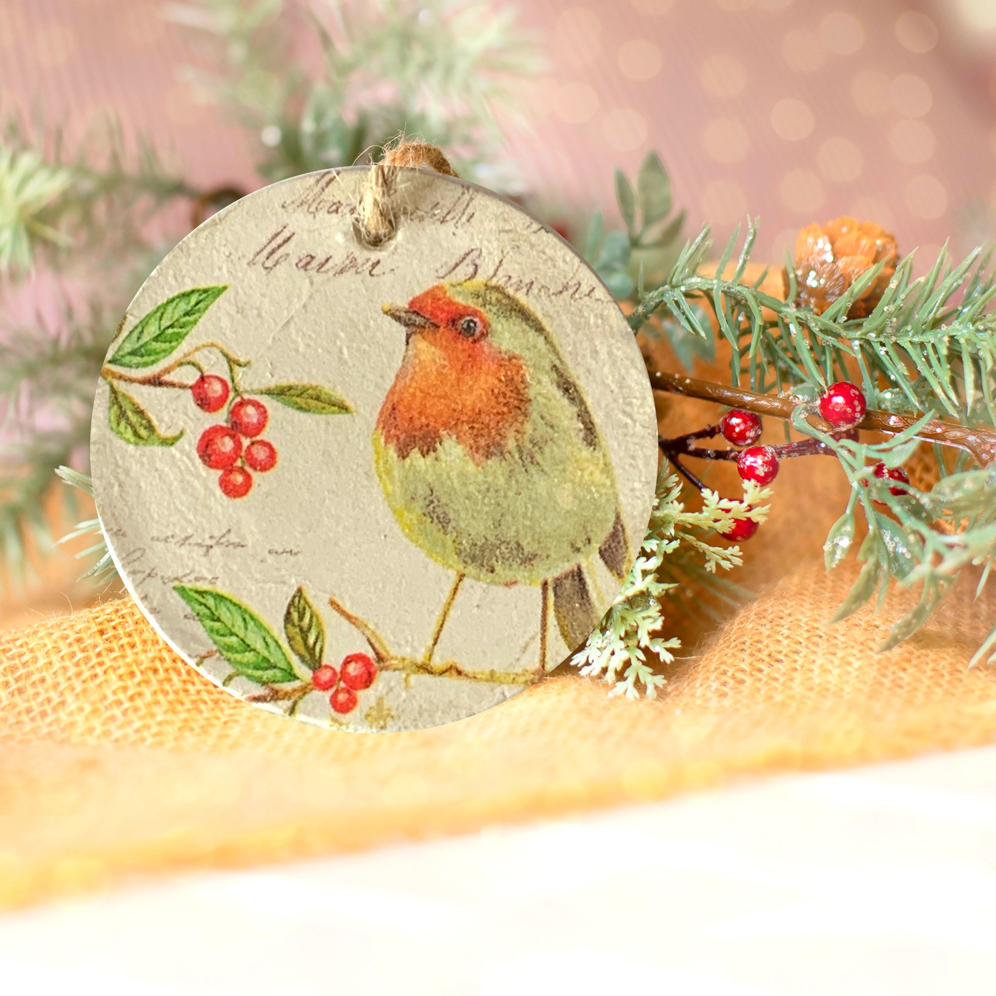 handmade robin bauble