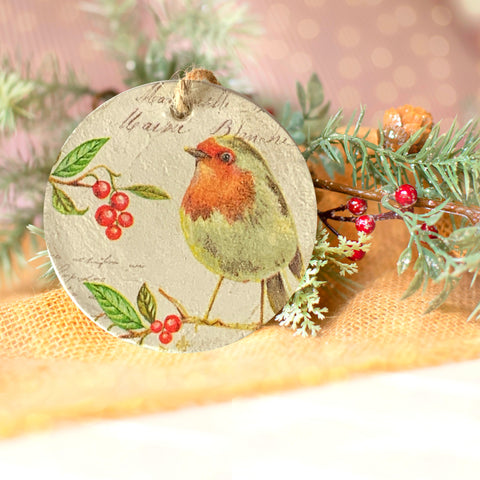 handmade robin bauble